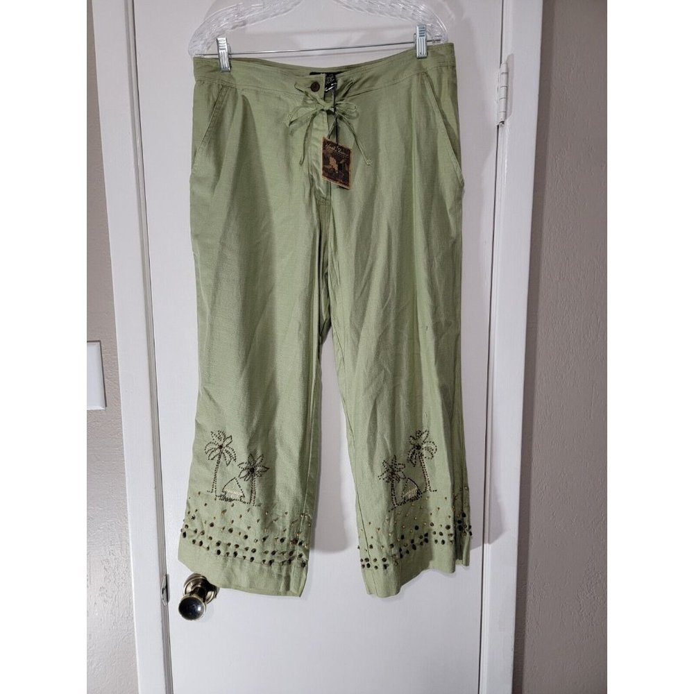 North‎ River Outfitters Cotton rayon blend tropical beach Size 14 cropped pants